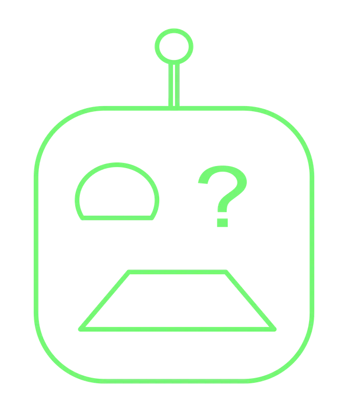 A confused-looking cartoon robot